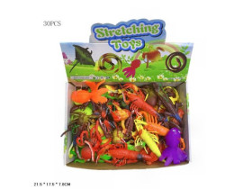 Тварини гумові XD2069 бокс по 30 шт мікс тварин та кольорів, бокс 21,5*17,5*7,8см