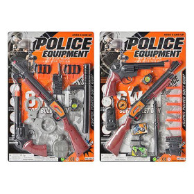 Набор полицейского 733-9-833-1-2 (36шт) 3вида, ружье стреляет присосками, дубинка, на листе, 56,5-38-3см