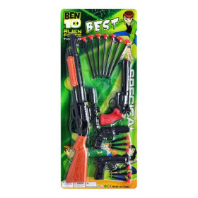 Набор полиции 888-702 (72шт) Ben10, ружье, 3 пистолета, на присосках, на листе, 67-29-3см