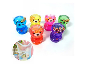 Слайм міні, перламутровий, Ведмедик, 6,5см, з кол.кульками, 860181 (24/480)