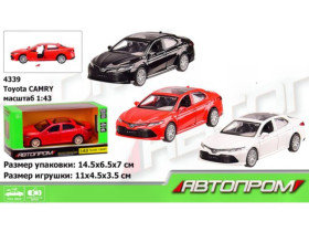 Машина метал АВТОПРОМ 4339 (96шт/2) 1: 43 Toyota CAMRY, 3 кольор., відк.двері, коробка 15*7*7см