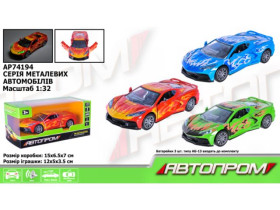 Машина метал АВТОПРОМ AP74194 (48шт) 1:32, відкр.двері,батар.,світло,звук,у коробці 15*6,5*7см