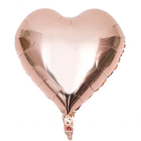 Куля фольгована, серце, рожеве золото, 18", Китай, арт. 2502-0031