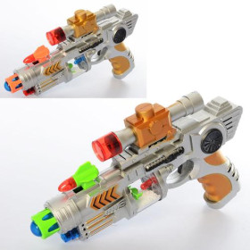 Пістолет M930 (60шт) 27см,лазер,звук,світ,пенопл.шарики, на бат-ці,в кульку