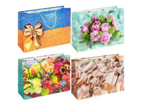 Пакет 5046  подарунковий Квіти горизонтальний (12шт) 24*35*12см