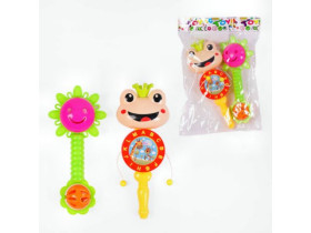 Брязкальце в ручку 555-15 (2045454) Жабка, 4 вида в кульку 9,5*5*20см