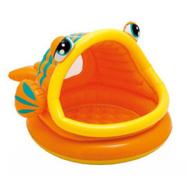 Бассейн 57109 (6шт) круглый в форме рыбы, с навесом, 124-109-71 см