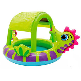 Бассейн 57110 (3шт) круглый с навесом, морской конёк, 188-147-104 см