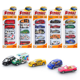 HU Набор машинок PT 2006/2072 (96шт) жел, 6 видов, 5 шт, в кор-ке