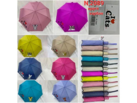 Парасолька напівавтомат жіноча 2089 з кішками на 8 спиць 97см "Toprain"