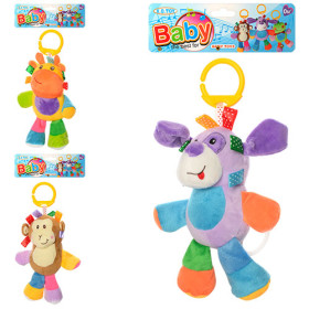 Подвеска на коляску XQ220BCD (60шт) животное, 19см, завод, муз, плюш, 3 вида