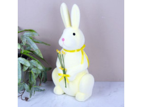 Статуетка 3944-3 оксамитовий заєць жовтий з вербою