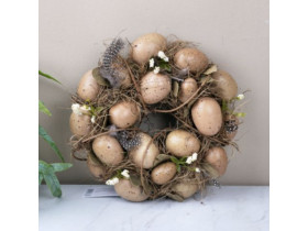 Вінок пасхальний 1358 з біло коричневими яйцями