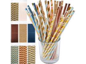 Набір паперових трубочок D0,06см L19,5см, кольорові з блиском 601