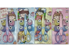 Ножиці 625-821 , 16см з фігурним лезом + діркопробивач фігурний 1см-4шт (6шт)