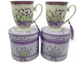 Чашка керамічна, 350 мл, арт. 874, "Лаванда - бантик", у подарунковій коробці