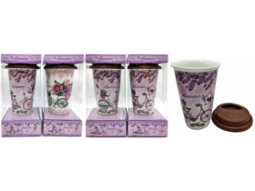 Склянка керамічна, 440 мл, арт. 716, з силіконовою кришкою, "Лаванда"