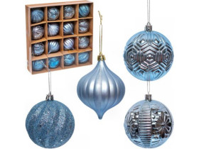 Набір куль новорічних 16шт D8см 2481J Небесно-блакитний (1уп)