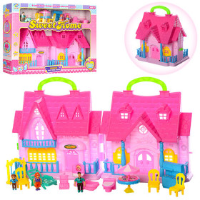 Домик 16332B (24шт) 18-18-16см,мебель, фигурки, ,звук, свет, на бат(таб)