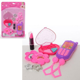Набор аксессуаров YL5803 (84шт) телефон, косметика, помада,на листе, 19-29-2,5см