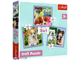 Пазли 34854 (3в1) Милі песики / Trefl