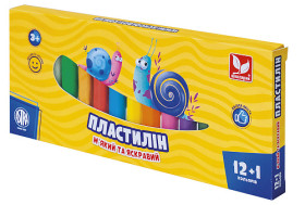 Пластилін "Школярик" 12кол.+1зол.круг.(24шт) 303115007-UA