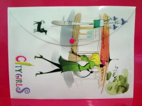 490723 Конверт на кнопке А4 "Сity girls" L6008