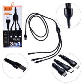 Кабель GTL 3-in-1 USB to Lightning+Micro+Type-C 200W 1.2м WL-1441 (200шт)