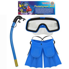Набор для плавания M 0024 U/R (96шт) маска, ласты, трубка, в кульке, 34-19см