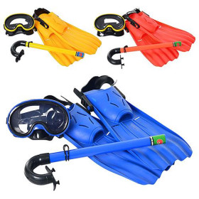 Набор для плавания M 1815 (60шт) маска, ласты, трубка, 3цвета, в кульке, 53-21,5-8см