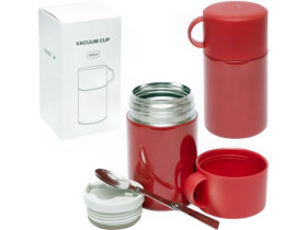 Термос для їжі 550мл металевий CY027 зі складною ложкою, 17*9см