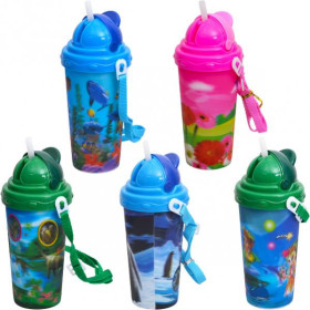 Пляшка для води дитяча "С", з трубочкою, 400 мл