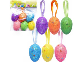 Набір "Яйця декоративні" глітерні зі стрічкою, 6 см, 6 шт., HA-408 (1 уп.)
