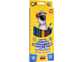 Олівці 12кол.з чорн.дер.Метал.+чинка 312114002 (12шт) Школярик
