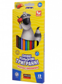 Олівці "Школярик" 12кол.трикут.+чинка (12шт) 312110002-UA