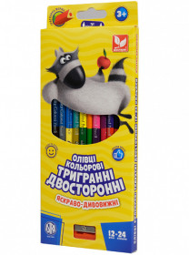 Олівці "Школярик" 12/24кол.трикут.+чинка (12шт) 312113001-UA