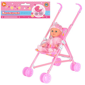 Коляска R 86306 (36шт) с куклой 32см, 17,5-68-13см