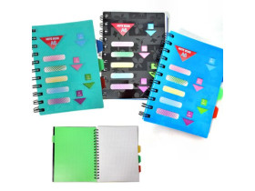 Блокнот А6, пружина, клітинка, пластикова обкладинка, 3 розділи, 108 арк., 5009/144014