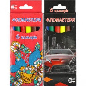 Фломастери 6 кольорів картон С-128-6/950-6 (24/480шт)