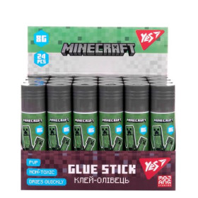 Клей-олівець Yes 8г, PVP "Minecraft" (24шт) 320303