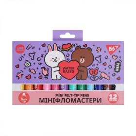 Фломастери Yes 12 кольорів "Line Friends" Mini (10шт) 650594