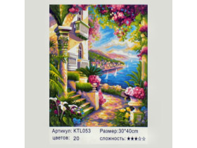 0053 Картина по номерам, кисточка+краски 40*30см