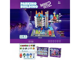 Трек 2023-32 (12) 5 уровней, 4 машинки, 2 героя, подсветка, мелодия, автоматический подъемник