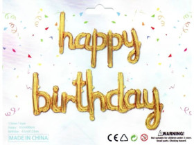 Фольгований напис "Happy Birthday", 40 см, арт. 3302-0004