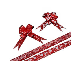 Бант на затяжках, ширина 3 см, червоний, 5×8 см (5 шт./уп.)