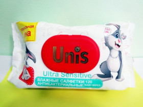 Серветка волога 120шт UNIS клапан (10шт)