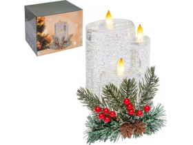 Декоративна свічка LED Новорічна з автоснігом 2408, 21*11*11см