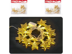 Гірлянда електрична LED Зірка Золото 10шт, 2м колір ламп жовтий RJ-14