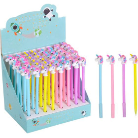 Ручка гелева синя 6025 Єдиноріг (48шт)