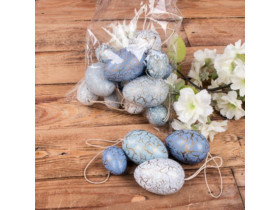 Яйця 3109-3 різномірні  із золотом 16шт (голубі)